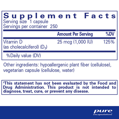 Vitamin D3, 1000 i.u. (250 capsules) - Image 2