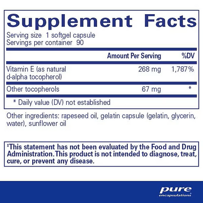 Vitamin E (with mixed tocopherols) (180 capsules) - Image 2